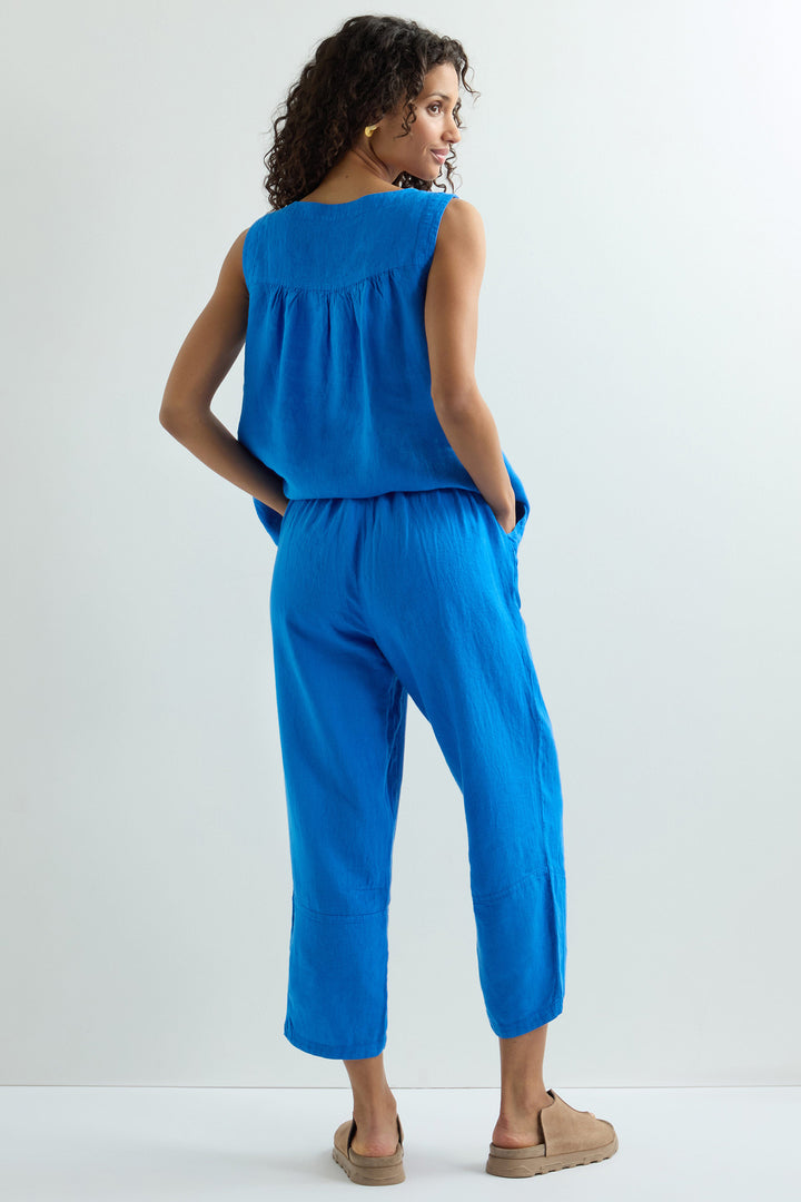 Sahara Bubble Trousers Linen Tulip Hem Sapphire Blue MTP6229-NFL - Shirley Allum Boutique