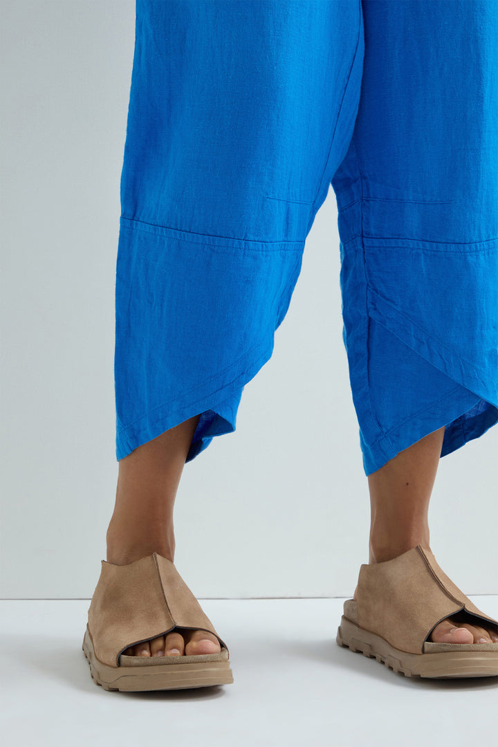 Sahara Bubble Trousers Linen Tulip Hem Sapphire Blue MTP6229-NFL - Shirley Allum Boutique