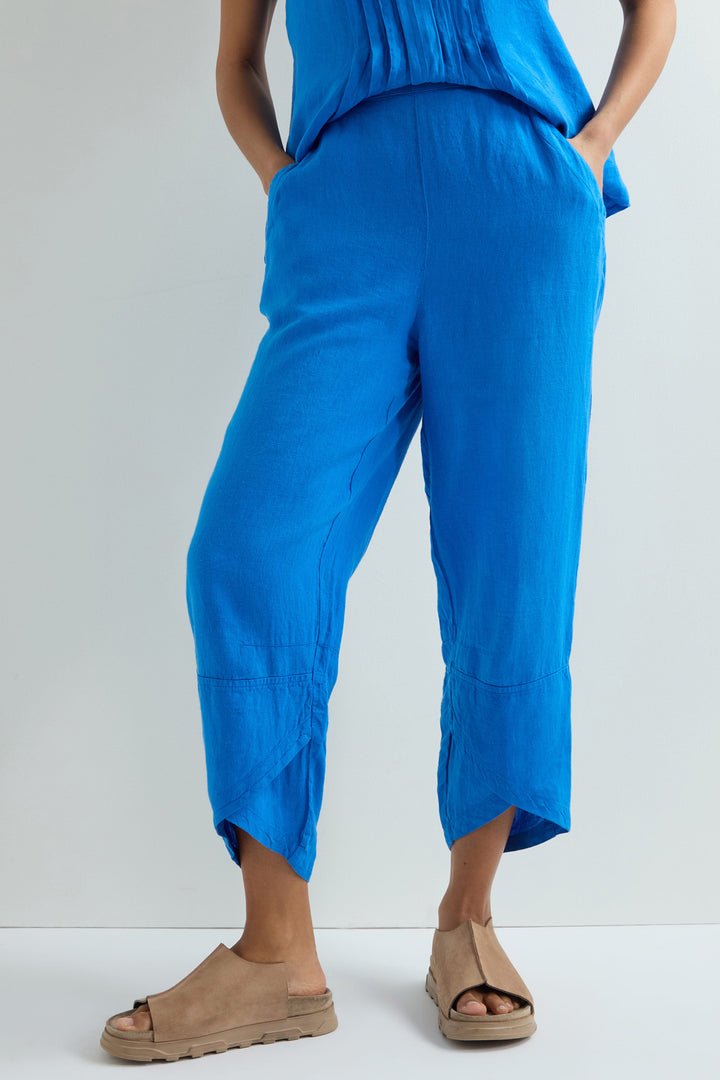 Sahara Bubble Trousers Linen Tulip Hem Sapphire Blue MTP6229-NFL - Shirley Allum Boutique