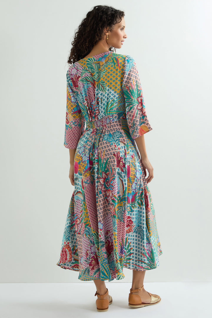 Sahara Dress Botanical Patchwork Multicolour GRD6204-BP - Shirley Allum Boutique