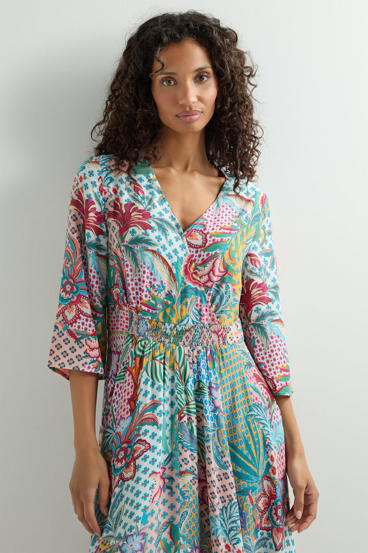 Sahara Dress Botanical Patchwork Multicolour GRD6204-BP - Shirley Allum Boutique