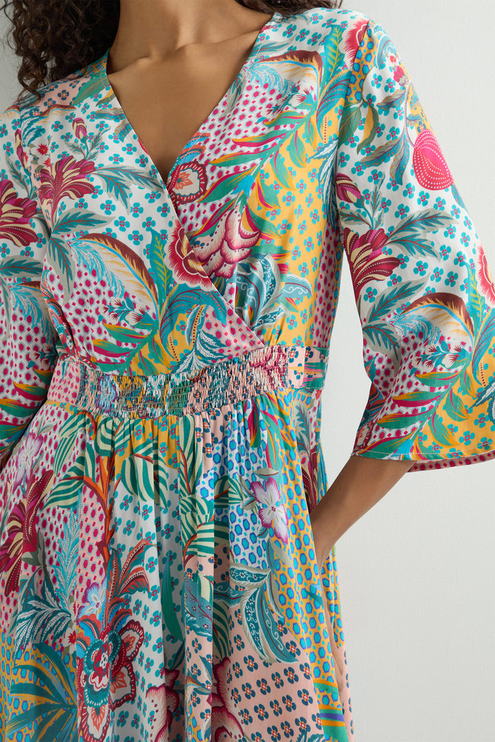Sahara Dress Botanical Patchwork Multicolour GRD6204-BP - Shirley Allum Boutique