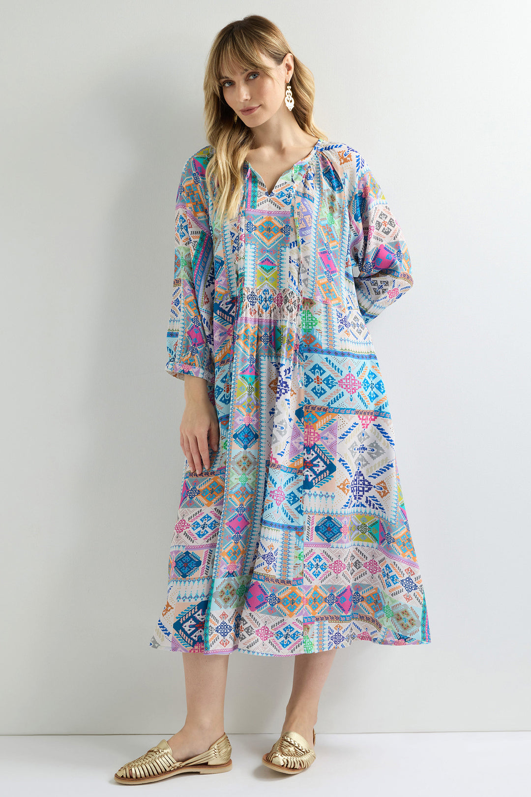 Sahara Dress Soft Graphic Patchwork Multicolour GRD6316-SGP - Shirley Allum Boutique