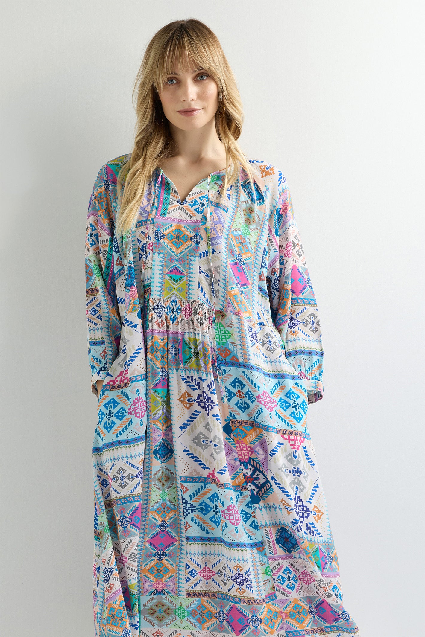 Sahara Dress Soft Graphic Patchwork Multicolour GRD6316-SGP