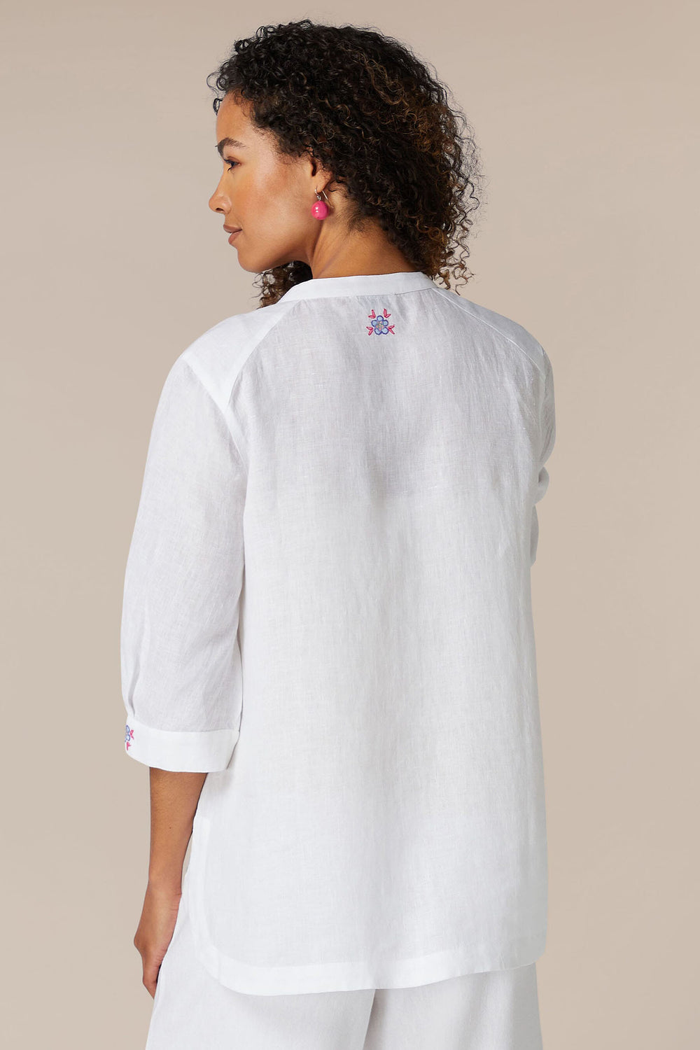 Sahara Floral Embroidery Shirt White GRT5744-FLFE - Shirley Allum Boutique