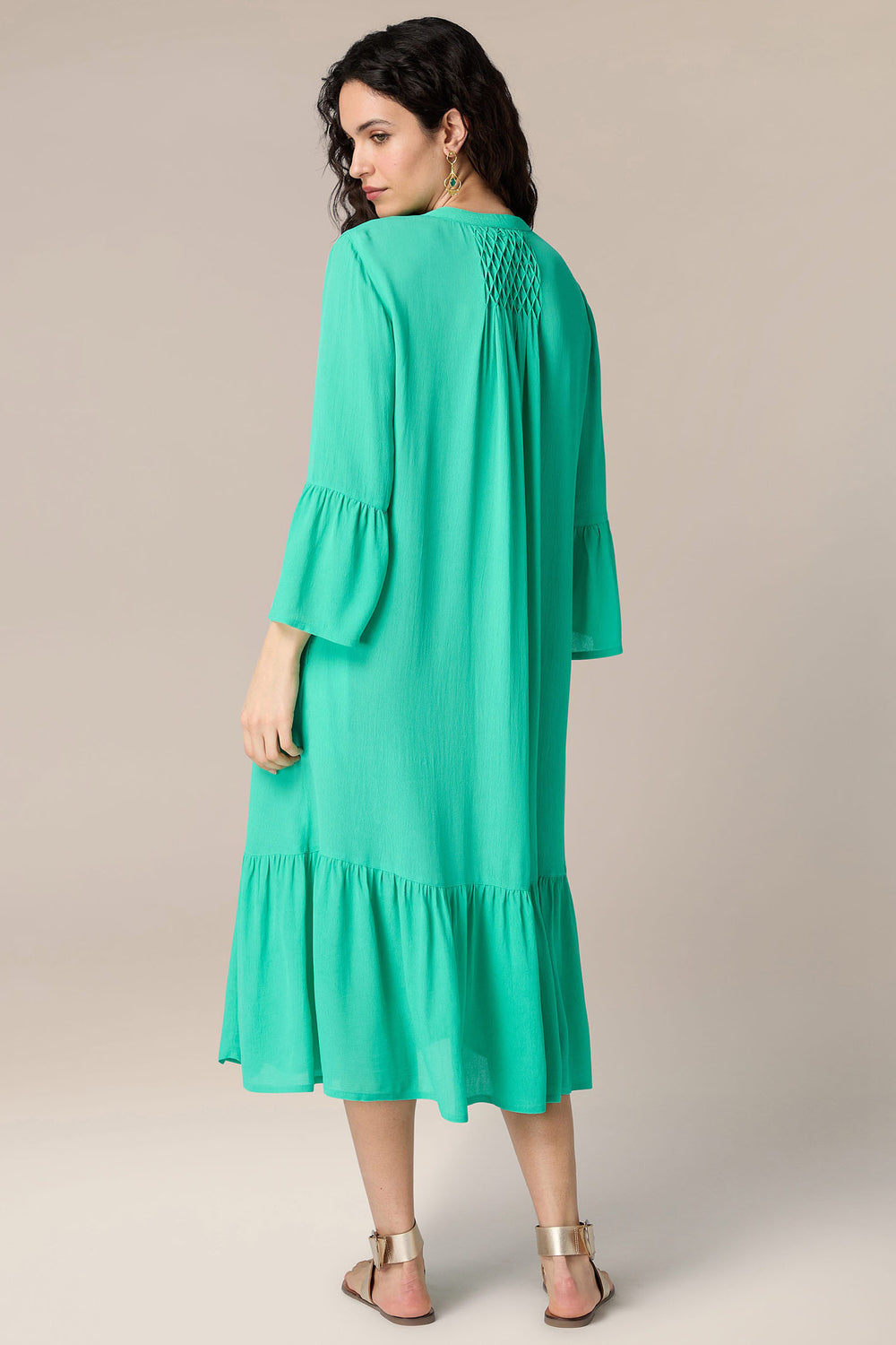 Sahara GRD 5581 MOD Emerald Green Morrocain Smocked Dress - Shirley Allum Boutique