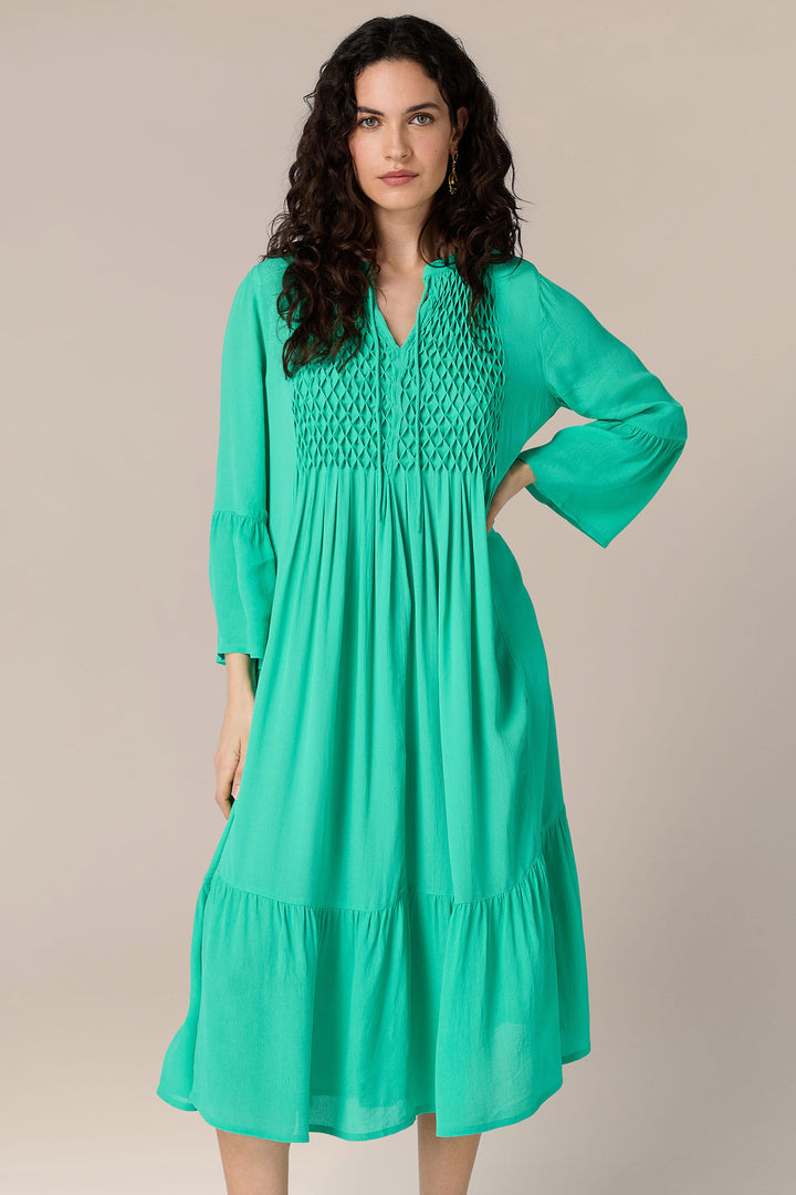 Sahara GRD 5581 MOD Emerald Green Morrocain Smocked Dress - Shirley Allum Boutique
