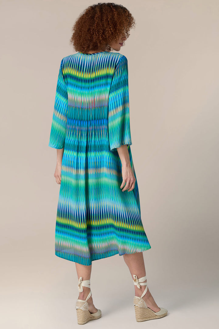 Sahara GRD 5798 IZZM Blue Multi Ikat Zig Zag Dress - Shirley Allum Boutique