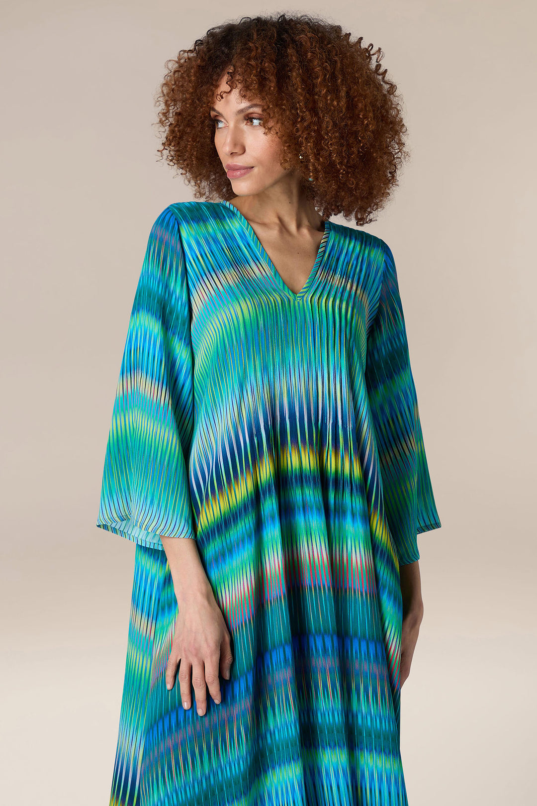 Sahara GRD 5798 IZZM Blue Multi Ikat Zig Zag Dress - Shirley Allum Boutique