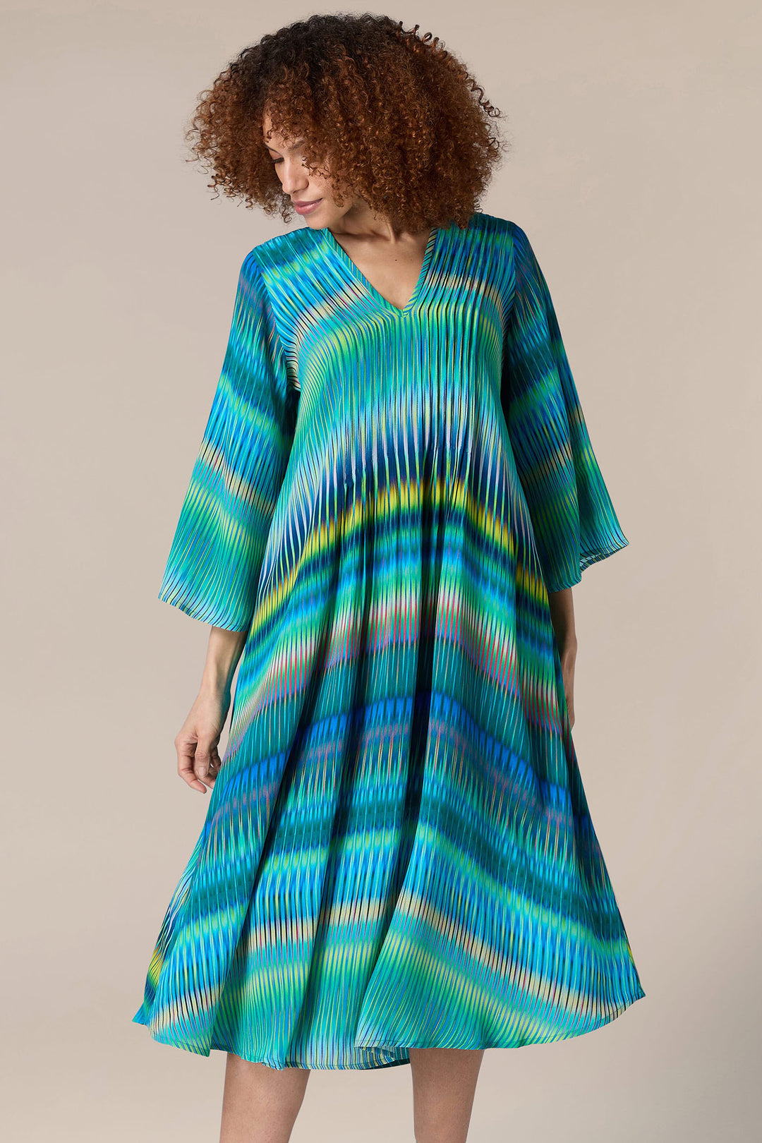 Sahara GRD 5798 IZZM Blue Multi Ikat Zig Zag Dress - Shirley Allum Boutique