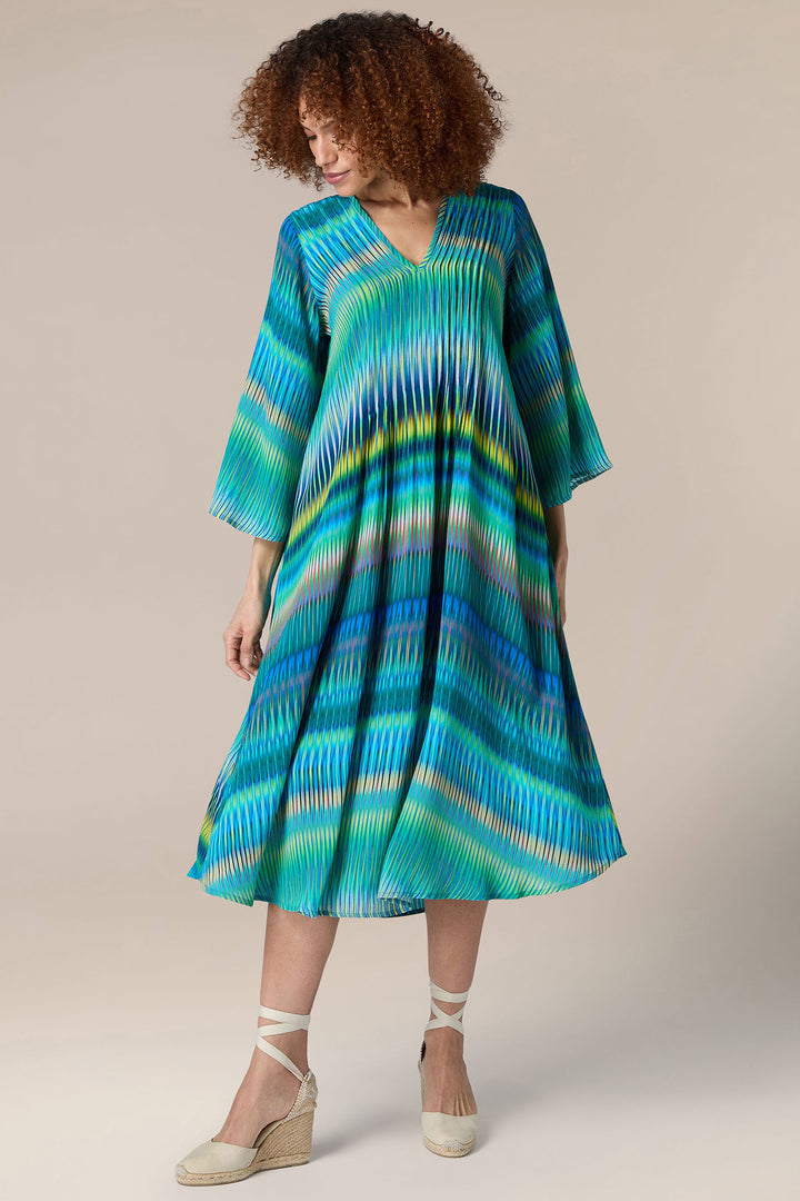 Sahara GRD 5798 IZZM Blue Multi Ikat Zig Zag Dress - Shirley Allum Boutique