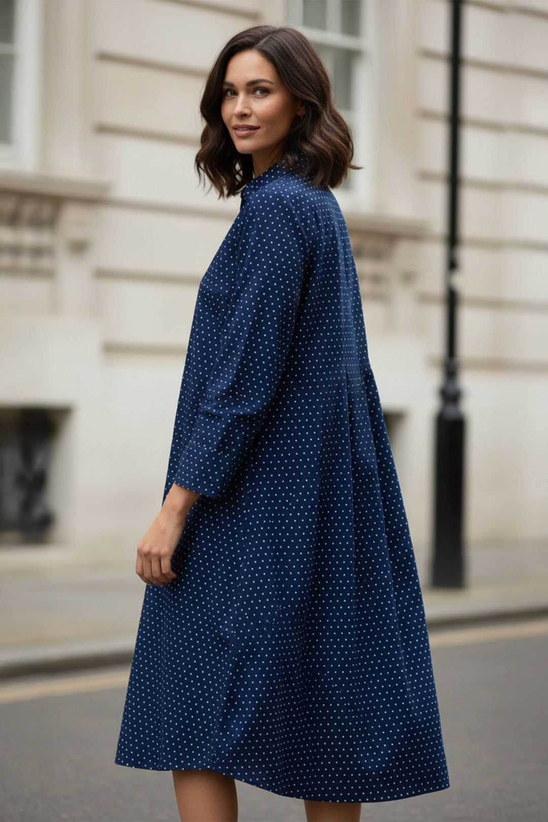Sahara GRD5192 Indigo Spot Indian Cotton Shirt Dress – Shirley Allum Boutique