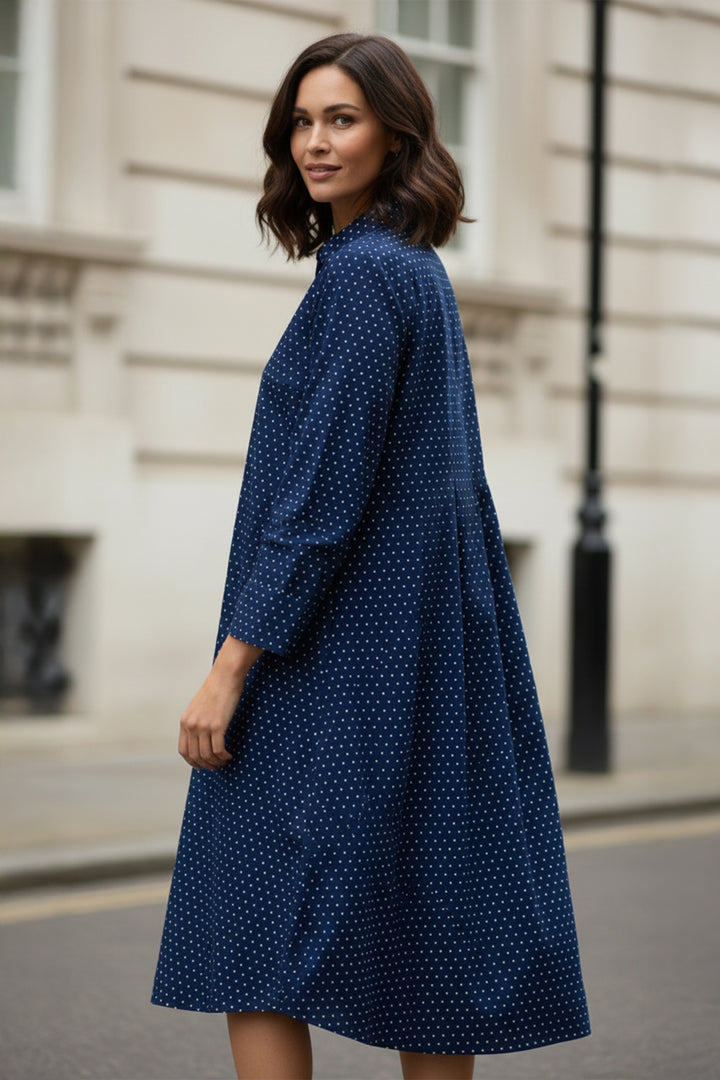 Sahara GRD5192 Indigo Spot Indian Cotton Shirt Dress