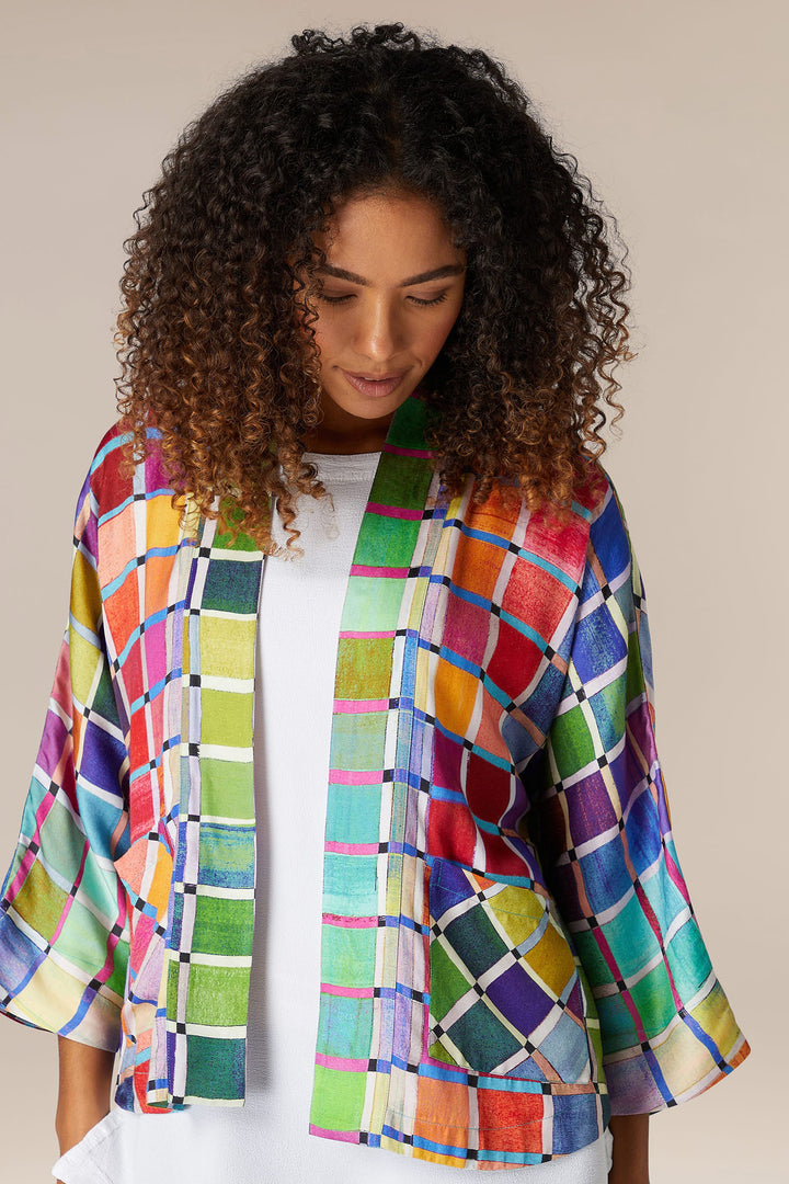 Sahara GRJ 5735 SSG Multicolour Stained Glass Printed Jacket - Shirley Allum Boutique