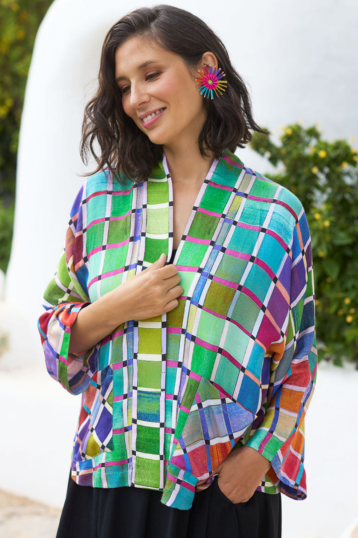 Sahara GRJ 5735 SSG Multicolour Stained Glass Printed Jacket - Shirley Allum Boutique