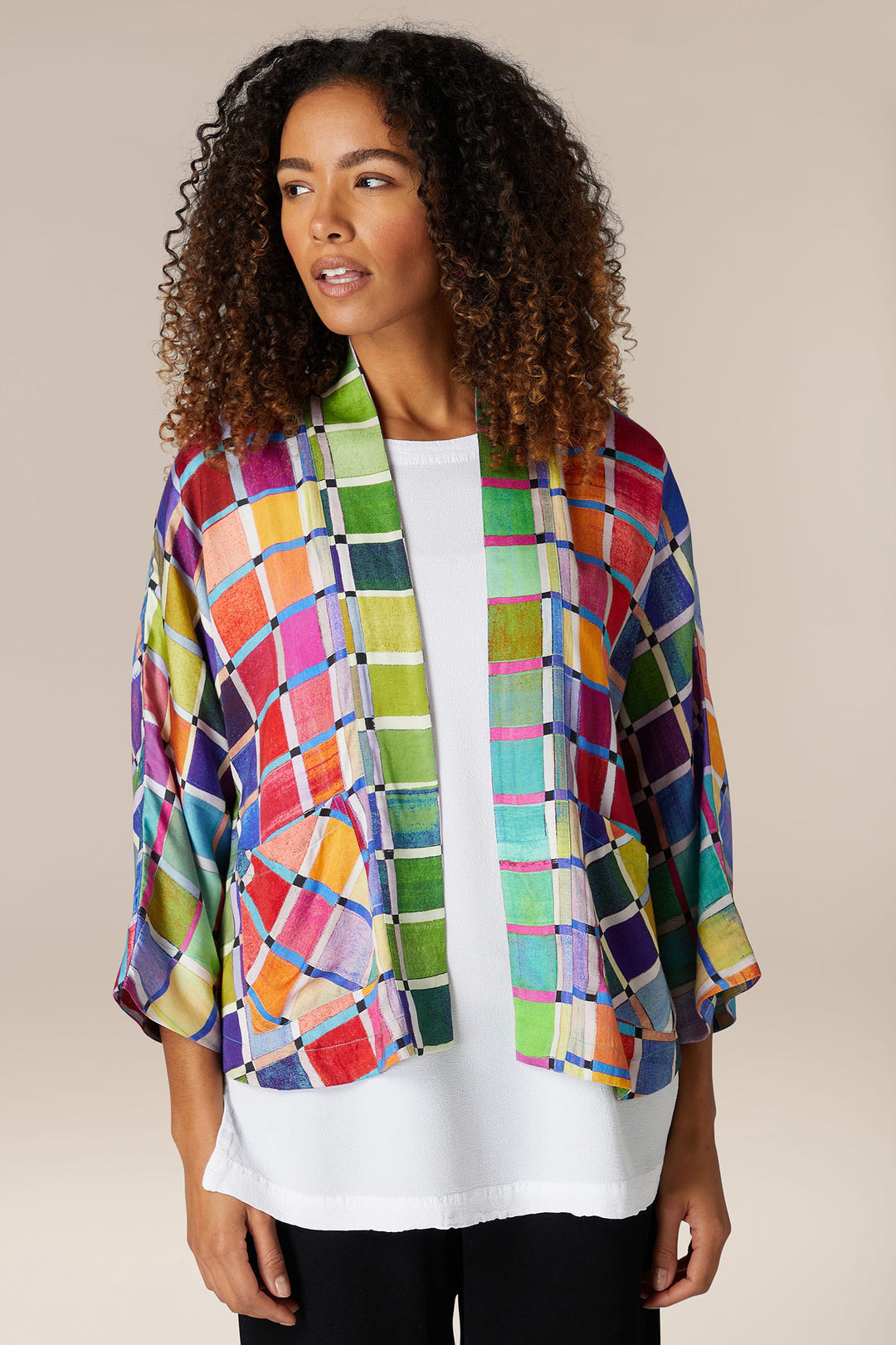 Sahara GRJ 5735 SSG Multicolour Stained Glass Printed Jacket - Shirley Allum Boutique
