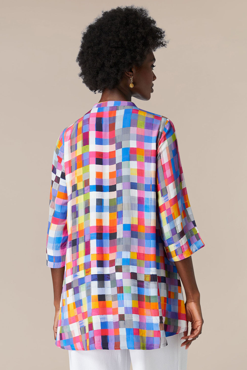 Sahara GRT5383 PMS Multicolour Pixelated Multi Square Shirt - Shirley Allum Boutique