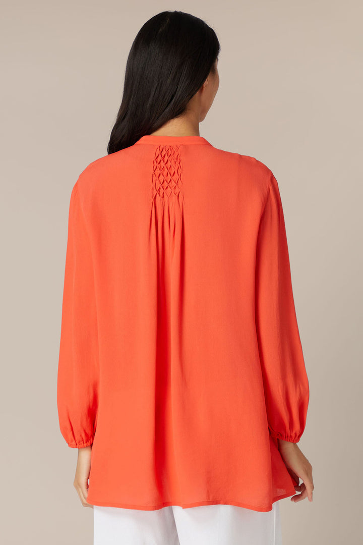 Sahara GRT5580 Morrocain Coral Smocked Shirt - Shirley Allum Boutique