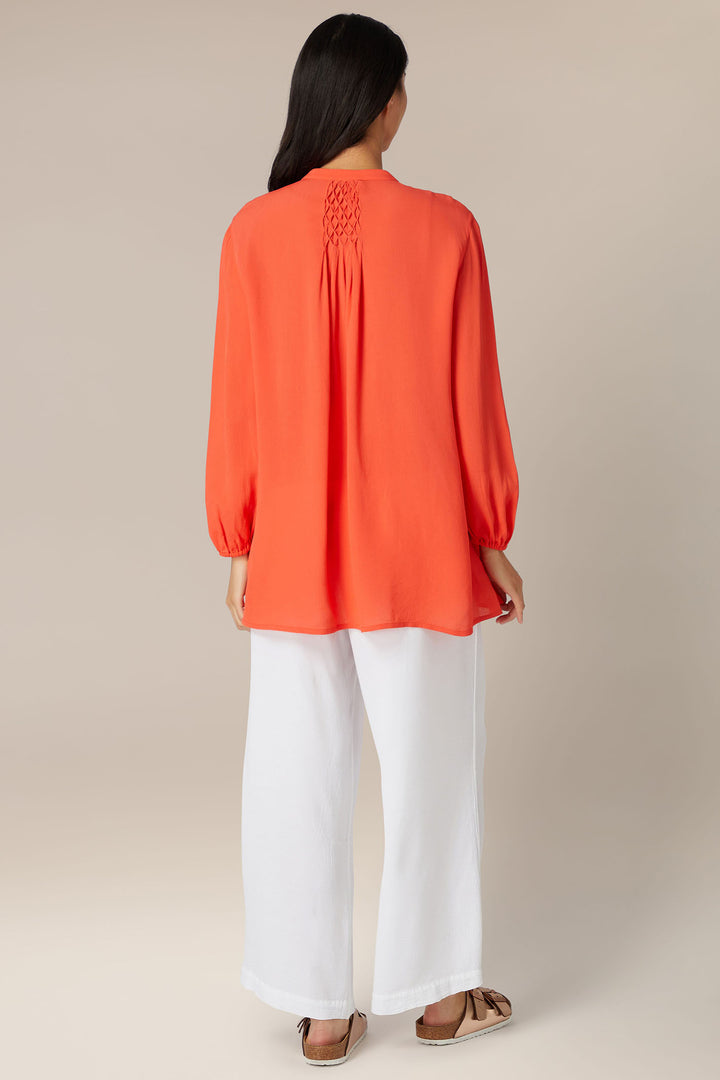 Sahara GRT5580 Morrocain Coral Smocked Shirt - Shirley Allum Boutique