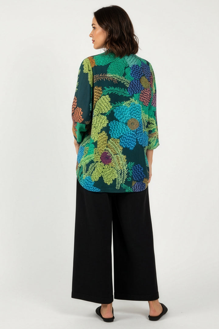 Sahara GRT5604 Multi-Coloured Pixelated Petals Silk Blouse