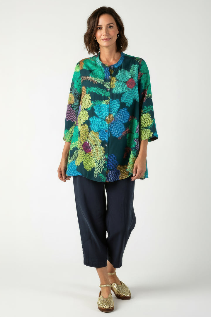 Sahara GRT5604 Multi-Coloured Pixelated Petals Silk Blouse