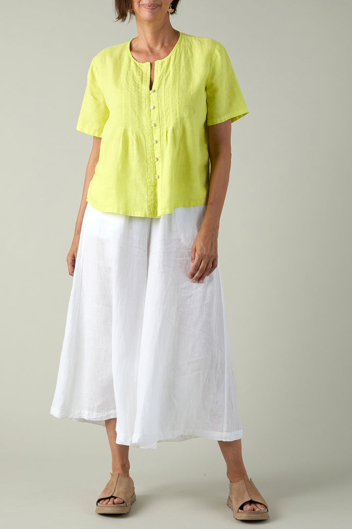 Sahara Lemon New Fine Linen Top MTT6791