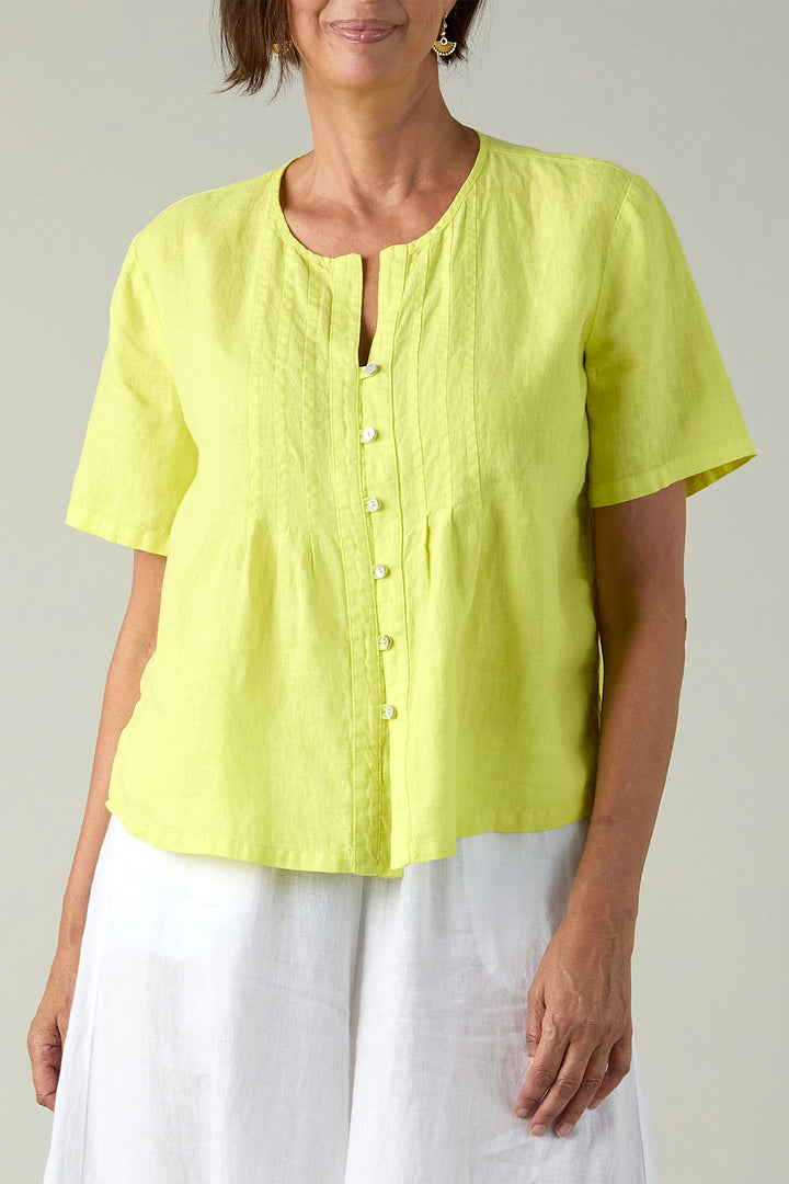Sahara Lemon New Fine Linen Top MTT6791