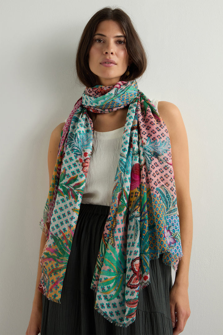 Sahara Scarf Botanical Patchwork Multicolour AHS6307-BP - Shirley Allum Boutique