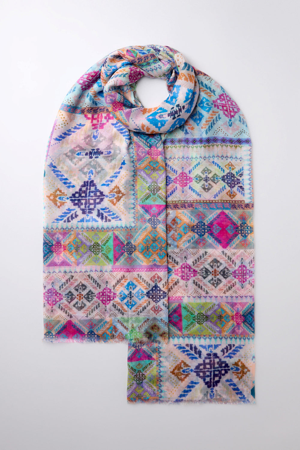 Sahara Scarf Modern Mosaic Patchwork Multicolour AHS6307-SGP - Shirley Allum Boutique