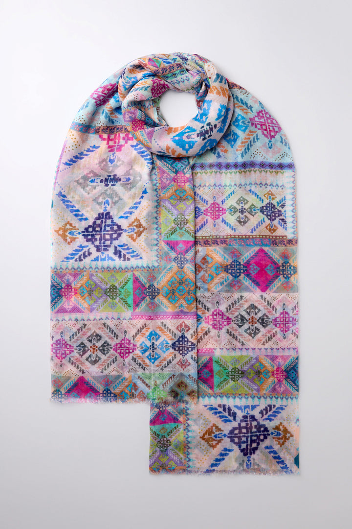 Sahara Scarf Modern Mosaic Patchwork Multicolour AHS6307-SGP - Shirley Allum Boutique