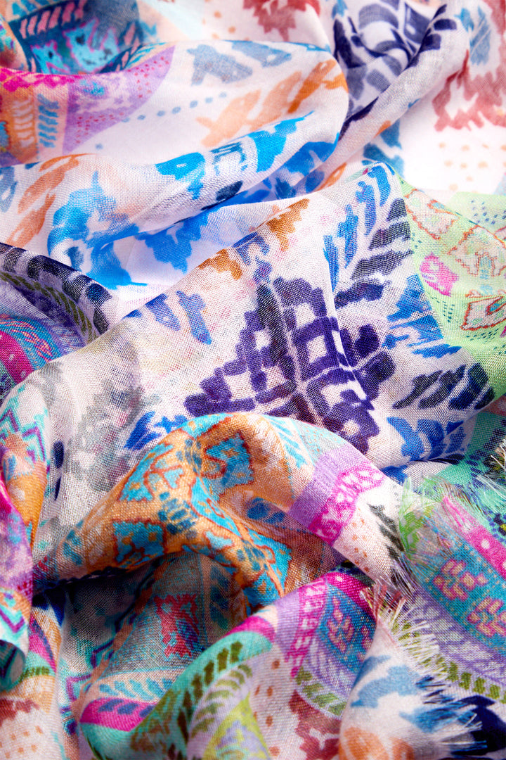Sahara Scarf Modern Mosaic Patchwork Multicolour AHS6307-SGP - Shirley Allum Boutique