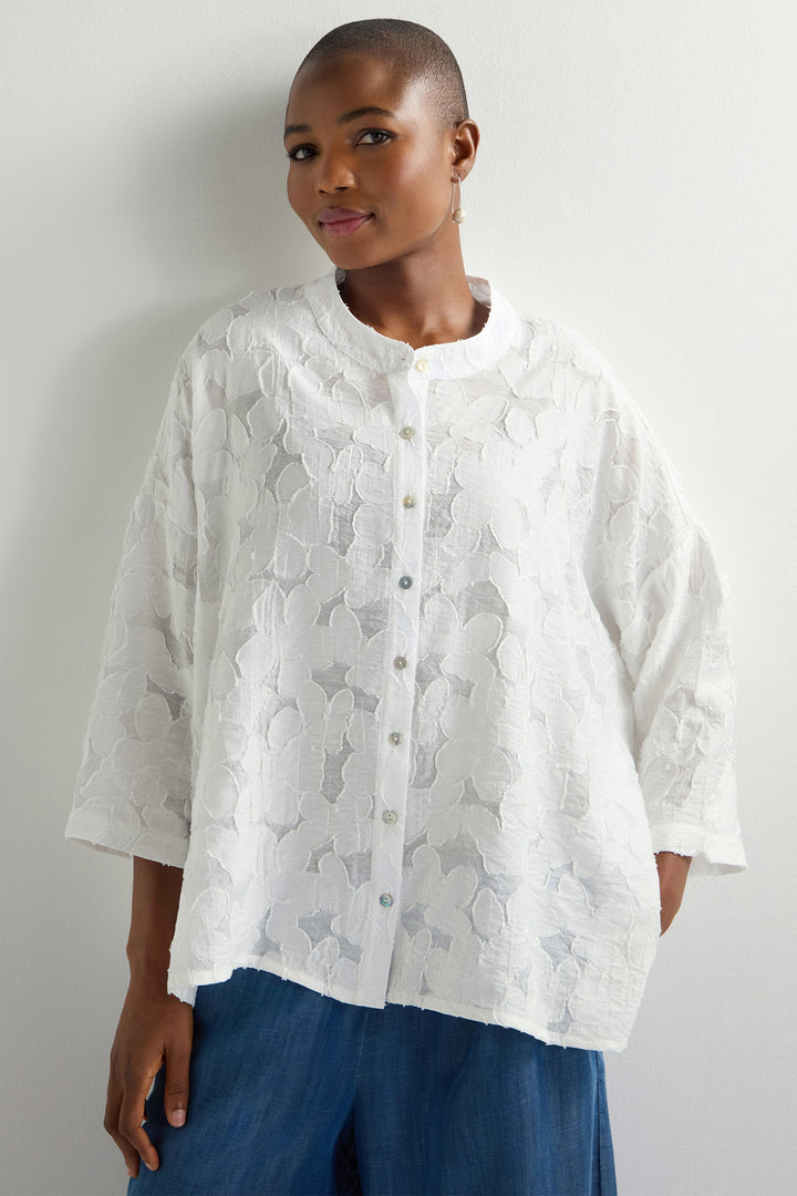 Sahara Shirt Floral Viscose Burnout White JFT5892-FLVB - Shirley Allum Boutique