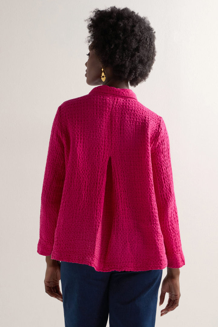 Sahara Shirt Waffle Linen Pocket Magenta Pink LAT5377-NBEL - Shirley Allum Boutique