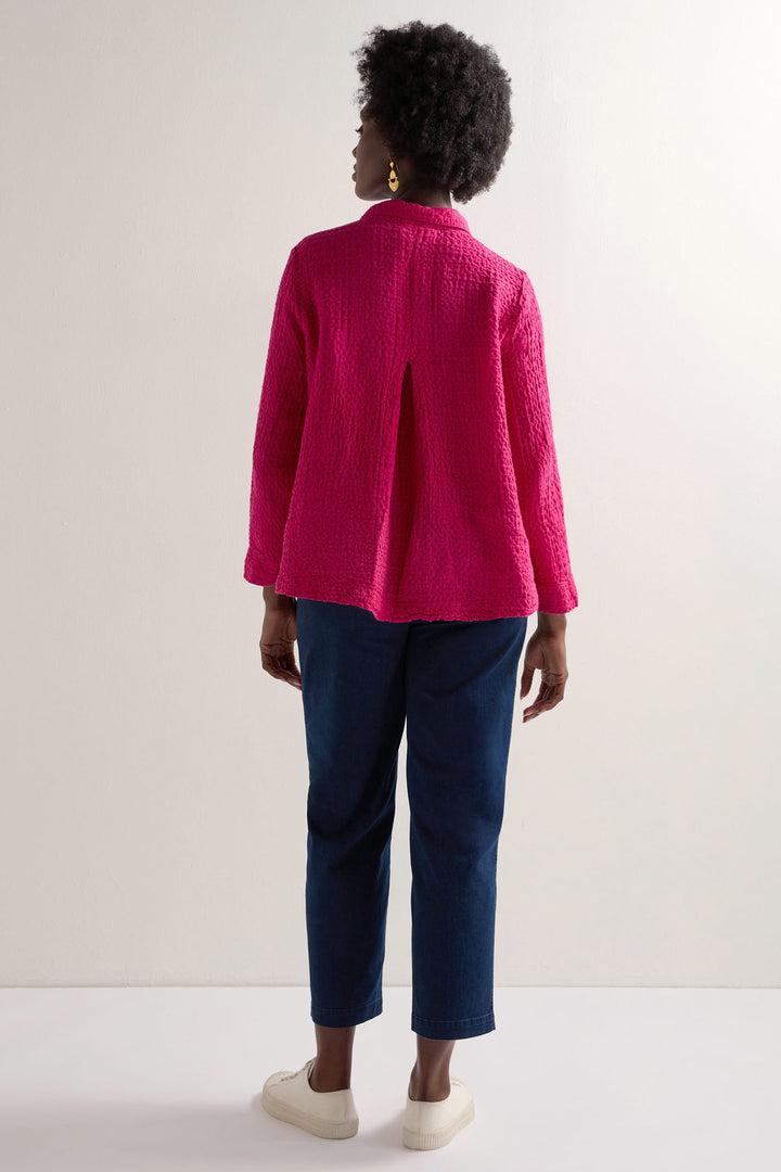 Sahara Shirt Waffle Linen Pocket Magenta Pink LAT5377-NBEL - Shirley Allum Boutique