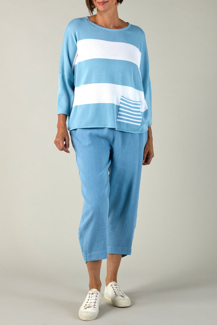 Sahara Sky Blue &amp; White Stripe Jumper GOK4710