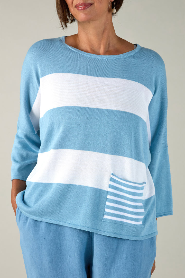 Sahara Sky Blue &amp; White Stripe Jumper GOK4710