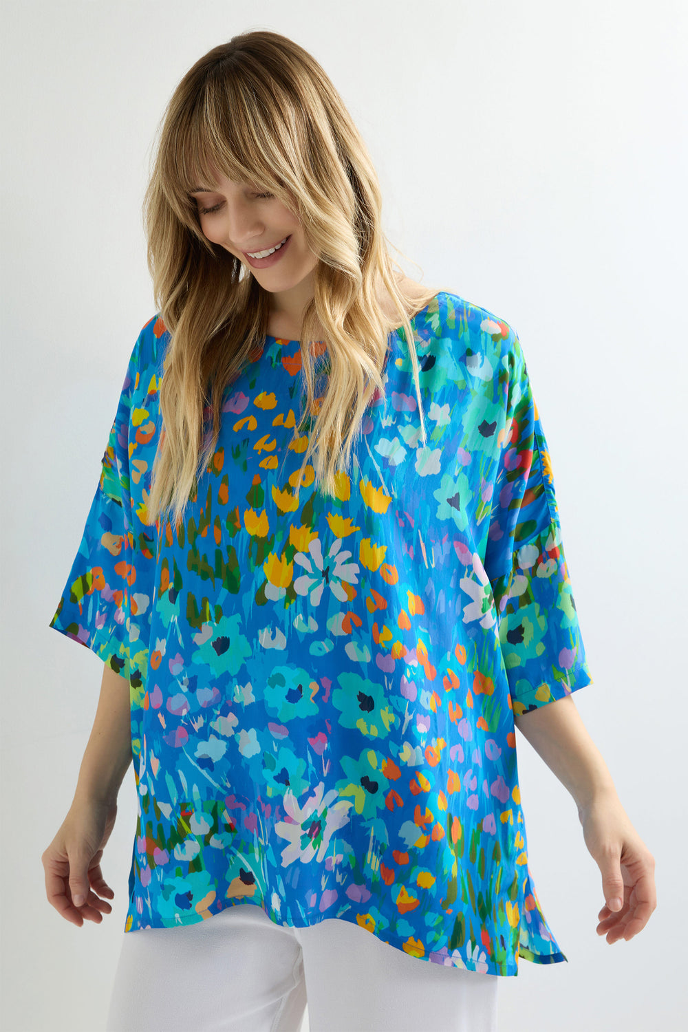 Sahara Top Abstract Painted Garden Multicolour GRT459-APG - Shirley Allum Boutique