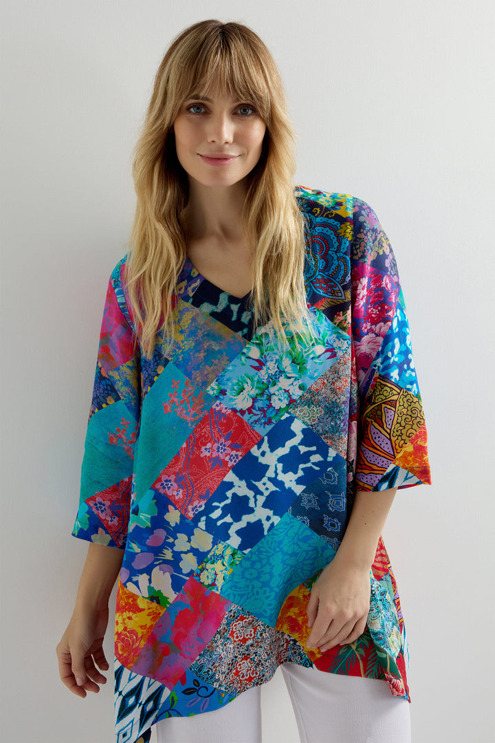 Sahara Tunic Top Patchwork Multicolour GRT1370-SPW - Shirley Allum Boutique