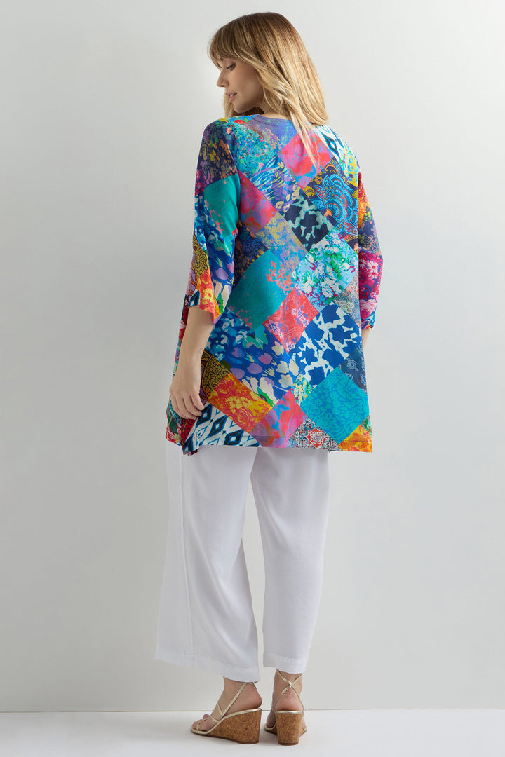 Sahara Tunic Top Patchwork Multicolour GRT1370-SPW - Shirley Allum Boutique
