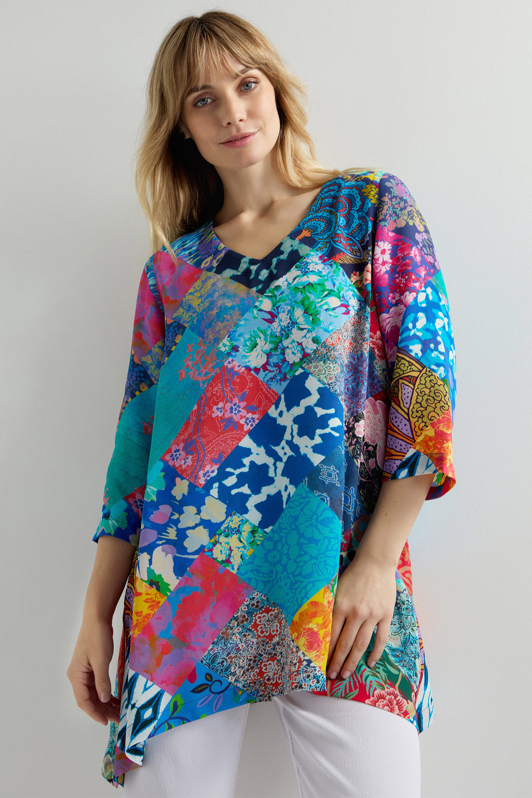 Sahara Tunic Top Patchwork Multicolour GRT1370-SPW - Shirley Allum Boutique