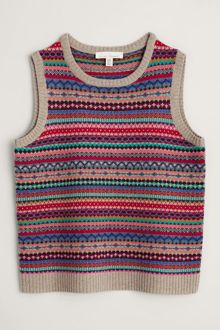 Seasalt 211 Multicolour Percella Cove Star Jasmine Bisque Mix Vest Jumper - Shirley Allum Boutique