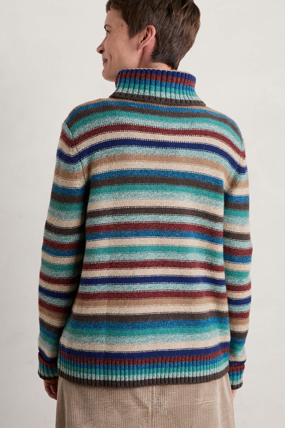 Seasalt 302 Braque Wade Multicolour Interplay Striped Poloneck Jumper  - Shirley Allum Boutique