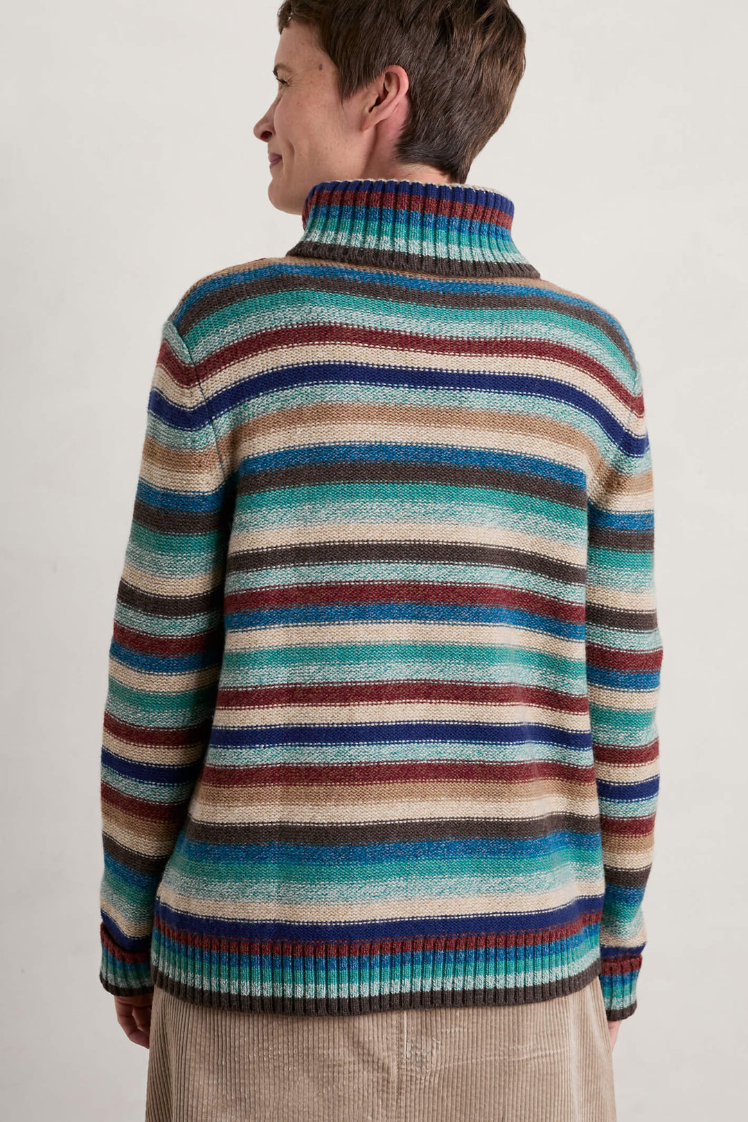 Seasalt 302 Braque Wade Multicolour Interplay Striped Poloneck Jumper  - Shirley Allum Boutique