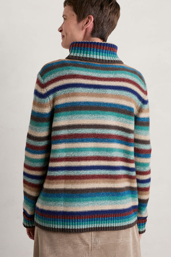 Seasalt 302 Braque Wade Multicolour Interplay Striped Poloneck Jumper  - Shirley Allum Boutique