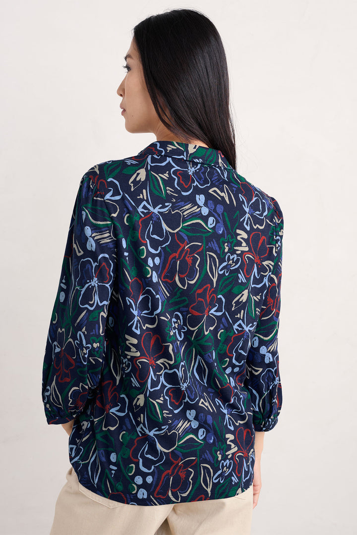 Seasalt 3/4 Embrace Shirt Painters Garden Mix Navy Multicolour - Shirley Allum Boutique