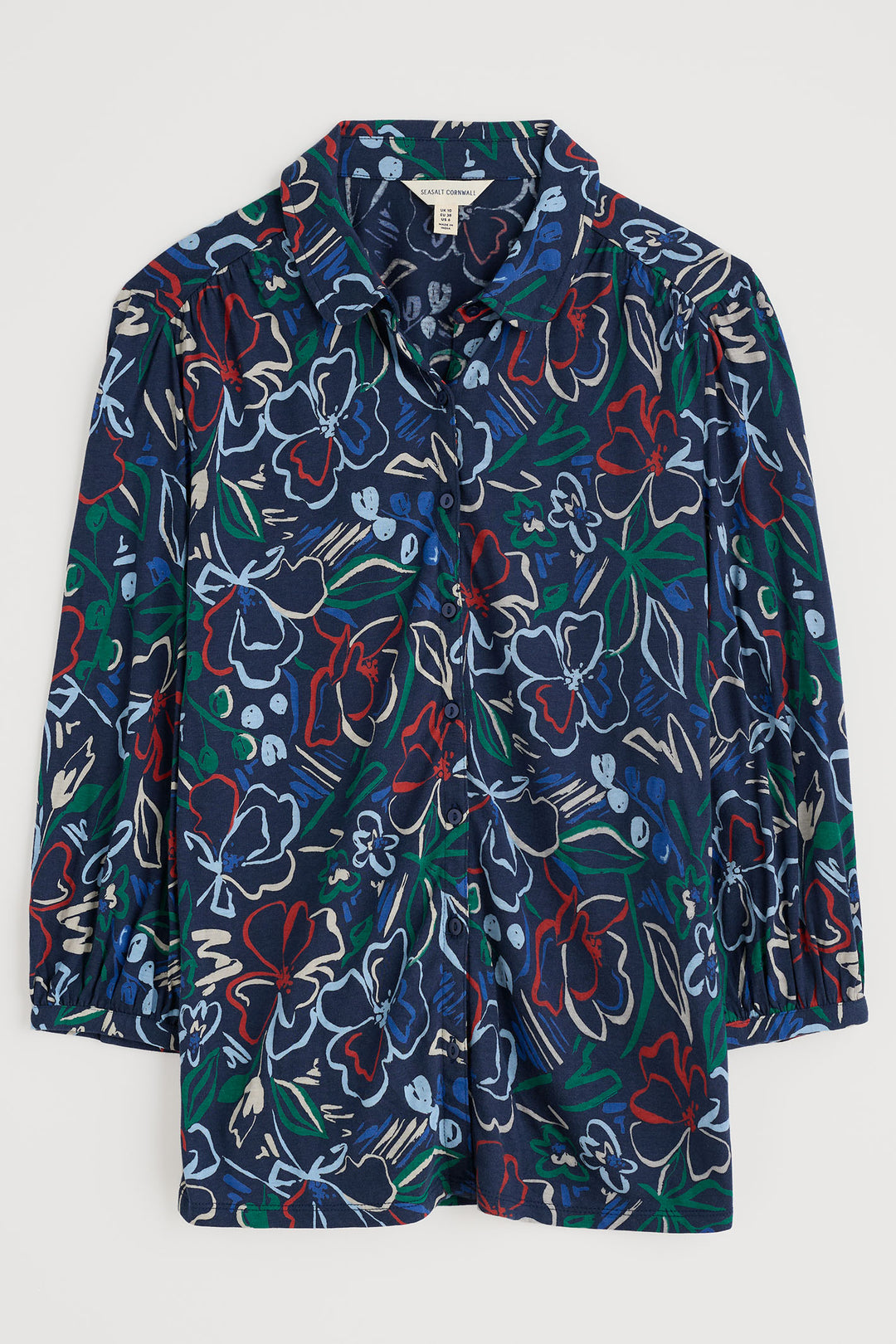 Seasalt 3/4 Embrace Shirt Painters Garden Mix Navy Multicolour - Shirley Allum Boutique