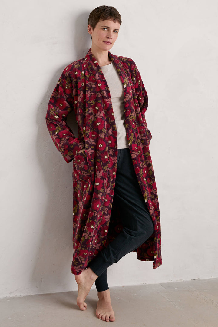 Seasalt Applique Poppy Grape Hushing Dressing Gown - Shirley Allum Boutique