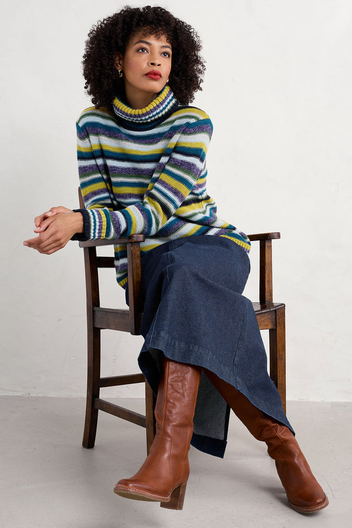 Seasalt Braque Jumper Concertina Dark Citron Green Multicolour WM25691R - Shirley Allum Boutique