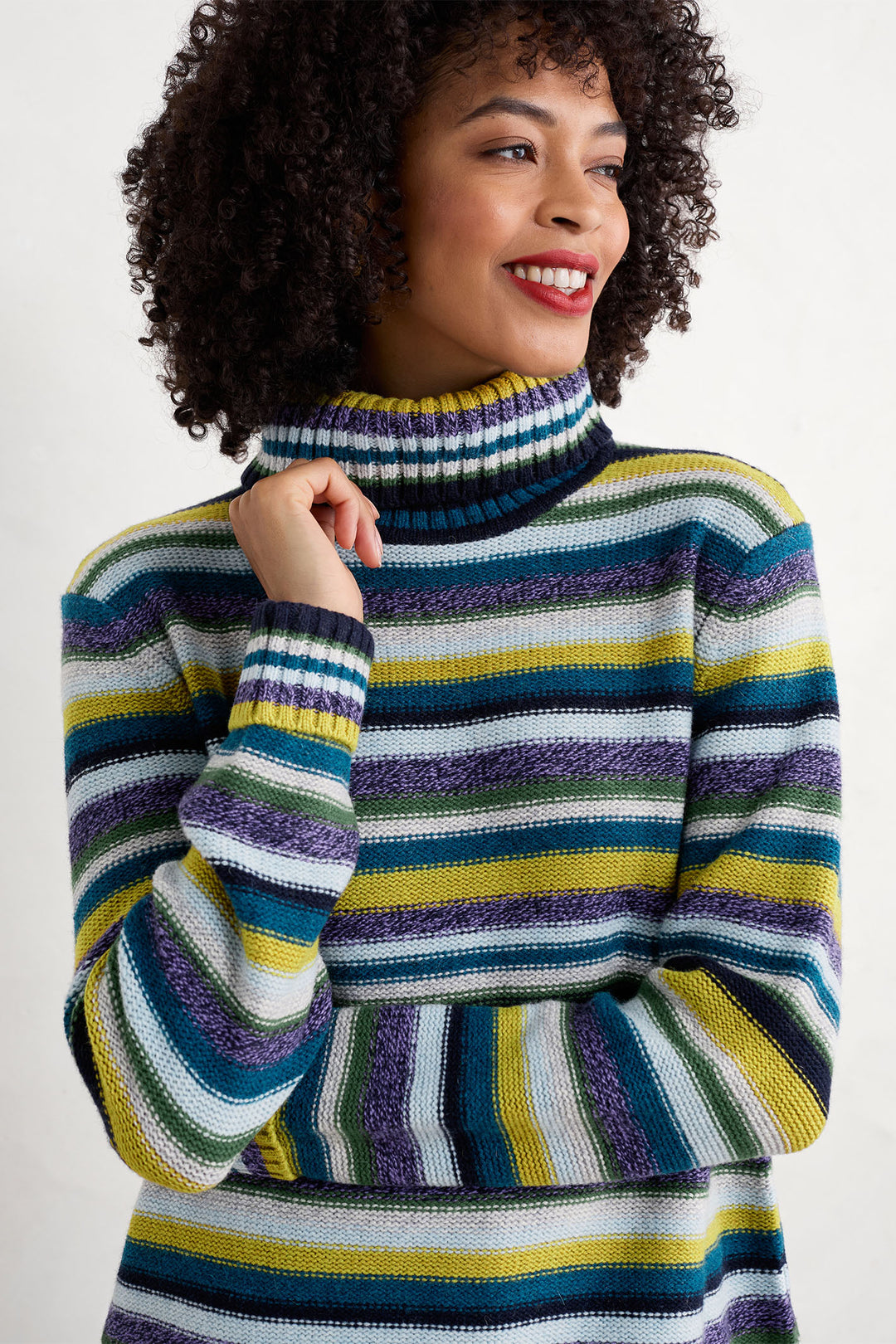 Seasalt Braque Jumper Concertina Dark Citron Green Multicolour WM25691R - Shirley Allum Boutique