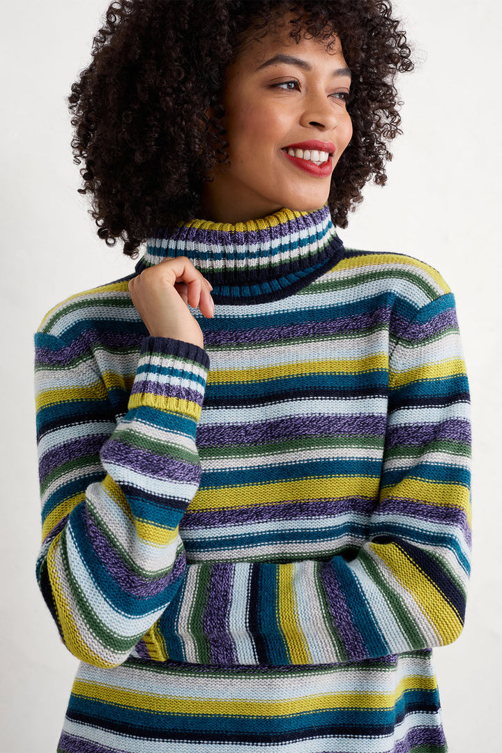 Seasalt Braque Jumper Concertina Dark Citron Green Multicolour WM25691R - Shirley Allum Boutique